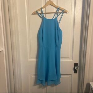 City Vibe Strappy High Neck Ruffle Chiffon Mini Dress Size 15